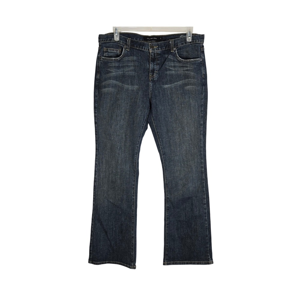 Calvin Klein Jeans Womens 14 Flare Leg Dark Wash Denim Blue Jeans Long 34 Inseam